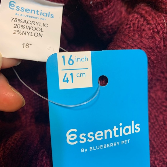 Blueberry Pet Classic Wool Blend Cable Knit Pullover Dog Sweater in Burgundy. - Picture 6 of 9